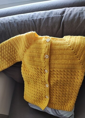 9-12 Ay Beden sarı Renk El örgüsü bebek hırkası