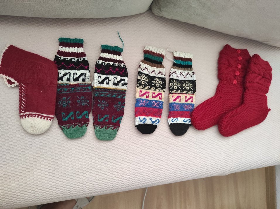 el işi nakışlı Renkli Desenli Çoraplar - Görsel 2