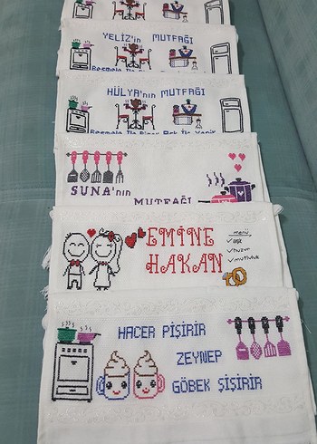Etamin işleme mutfak havlusu - Görsel 7