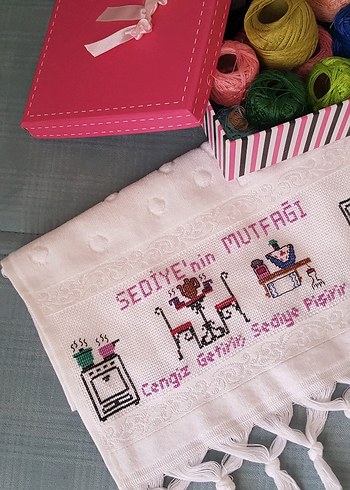 Etamin işleme mutfak havlusu - Görsel 8