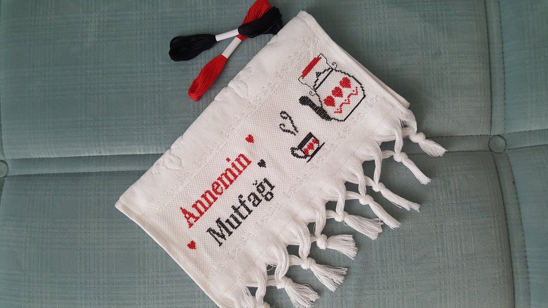 Etamin işleme mutfak havlusu - Görsel 5