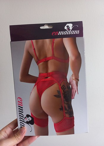 Kırmızı bacak Bantlı Jartiyer Takım - Görsel 2