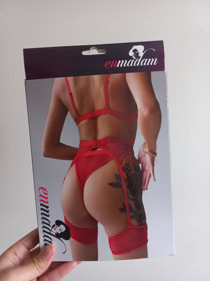 Kırmızı bacak Bantlı Jartiyer Takım - Görsel 2