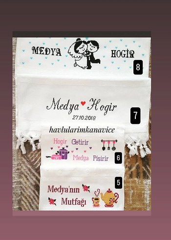 Etamin işleme 30×50 cm mutfak havlusu - Görsel 2