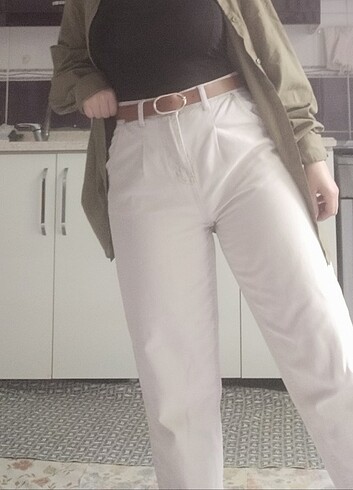 Zara mom jean bej pantolon
