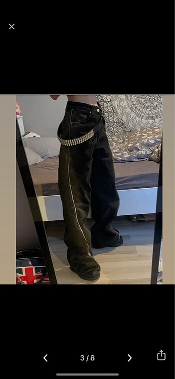 s Beden orjinal baggy fermuarlı jean pantolon kot y2k