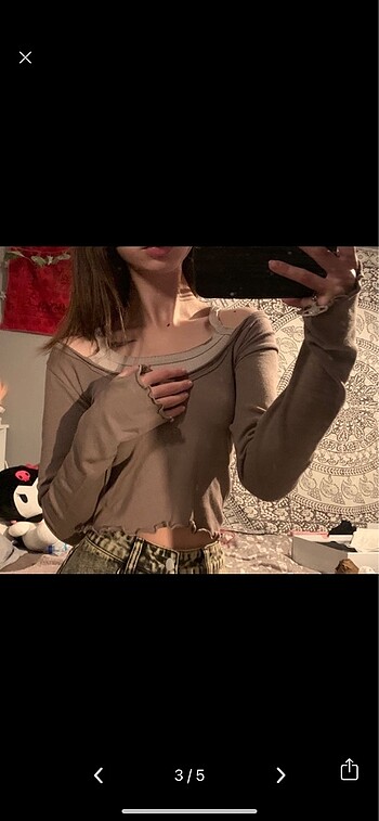 l Beden omuzu açık uzun kollu top bluz body tshirt crop