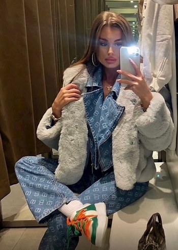 Beyaz Kürk Detaylı Kısa Kadın Mont - Görsel 4