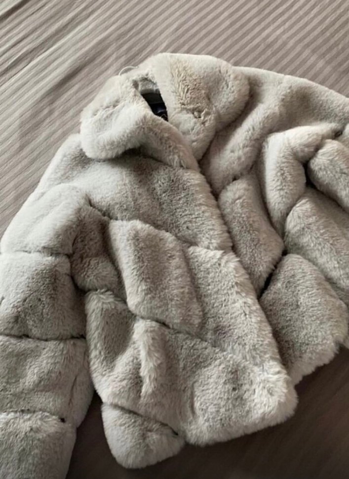 Beyaz Kürk Detaylı Kısa Kadın Mont - Görsel 2