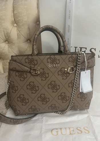Guess Baskılı Kahverengi Deri Kadın Çanta - Görsel 2