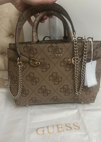 Guess Baskılı Kahverengi Deri Kadın Çanta - Görsel 5