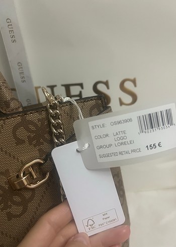 Guess Baskılı Kahverengi Deri Kadın Çanta - Görsel 3