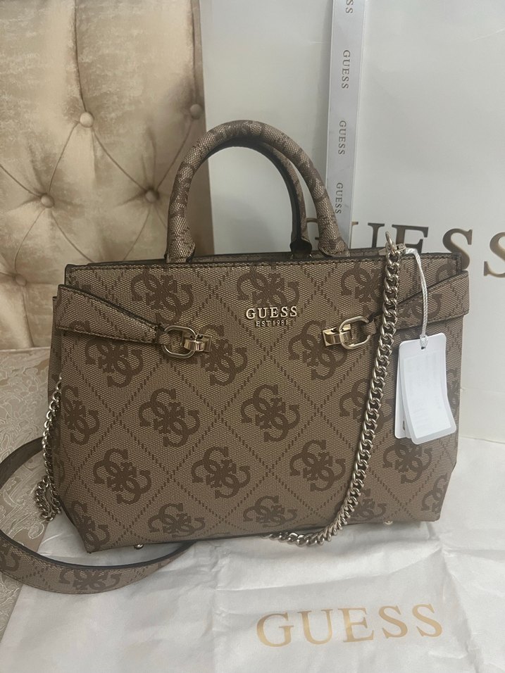 Guess Baskılı Kahverengi Deri Kadın Çanta - Görsel 2