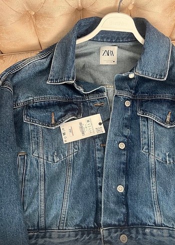 Zara Kadın Mavi Rahat Kesim Kot Ceket - Görsel 4