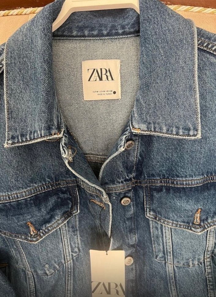 Zara Kadın Mavi Rahat Kesim Kot Ceket - Görsel 3