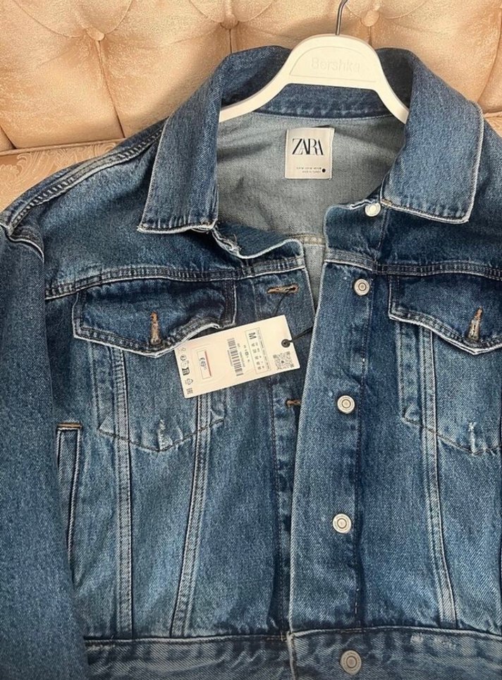 Zara Kadın Mavi Rahat Kesim Kot Ceket - Görsel 4