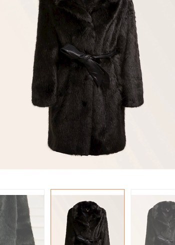 Guess Siyah Midi Boy Kürk Detaylı Kadın Kaban - Görsel 4