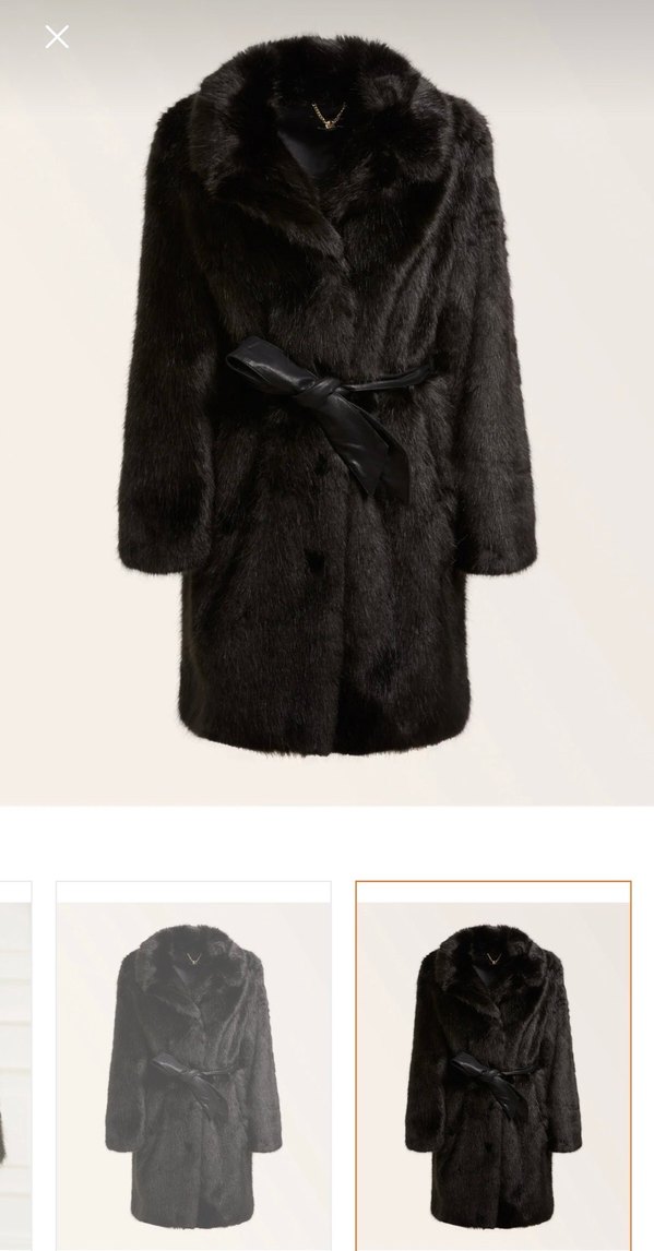 Guess Siyah Midi Boy Kürk Detaylı Kadın Kaban - Görsel 3