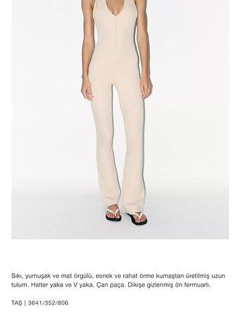 Zara Zara bej V Yakalı İnce Askılı Tulum