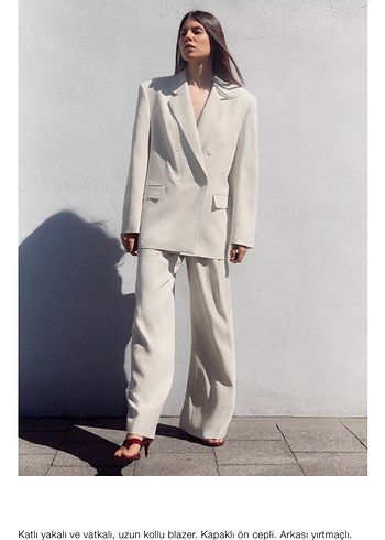 Zara Ekru Oversize Blazer Pantolon Takim