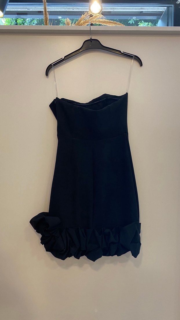 Siyah Straplez Mini Elbise - Görsel 3