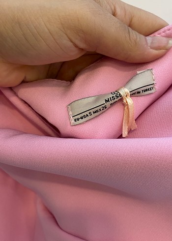 Pembe Mini Straplez Volanlı Abiye Elbise - Görsel 2