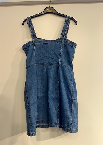 Düğmeli Lacivert Kadın Denim Mini Elbise - Görsel 3