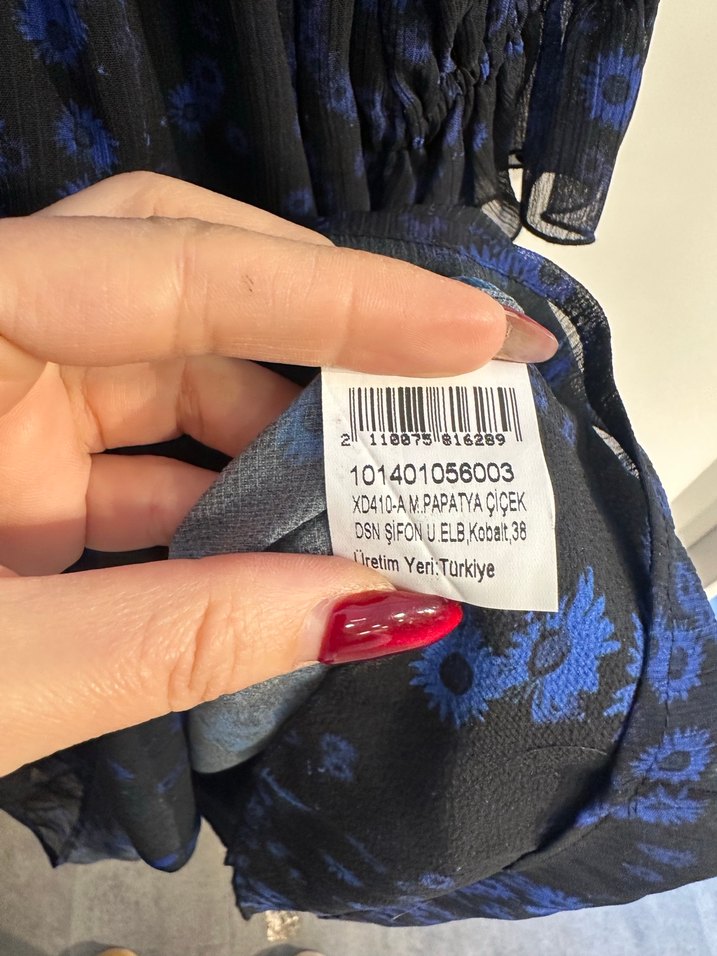 Lacivert V Yaka Pilili Uzun Elbise - Görsel 5