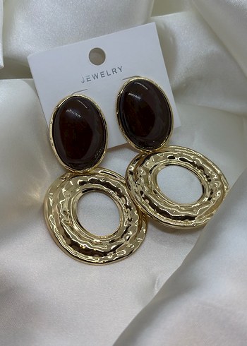 Parlak Kahverengi Bohem Mini Küpeler - Görsel 2