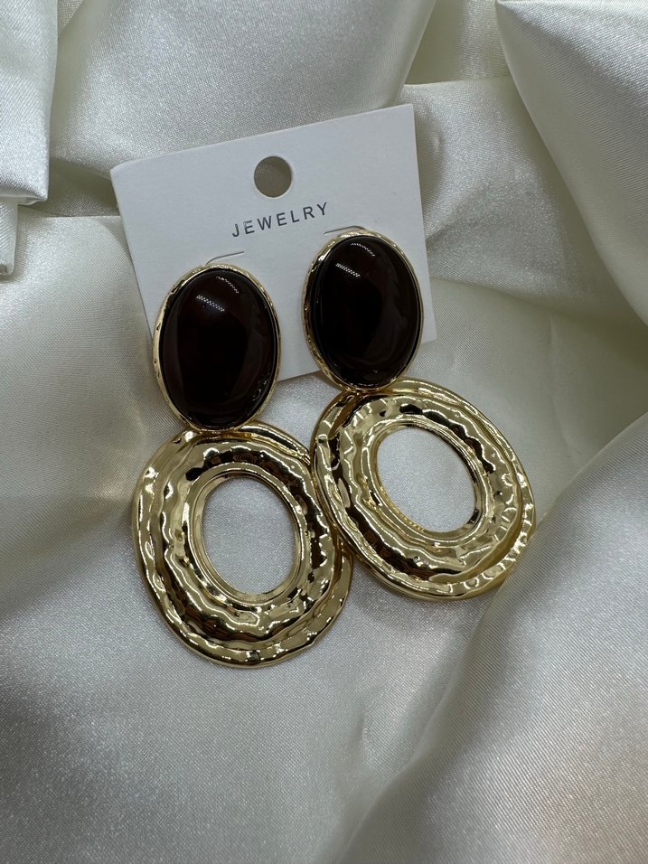 Parlak Kahverengi Bohem Mini Küpeler - Görsel 3