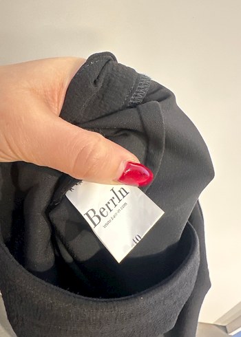 Gri Detaylı Siyah Kadın Kumaş Pantolon - Görsel 5