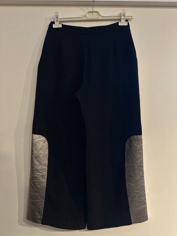 Gri Detaylı Siyah Kadın Kumaş Pantolon - Görsel 4