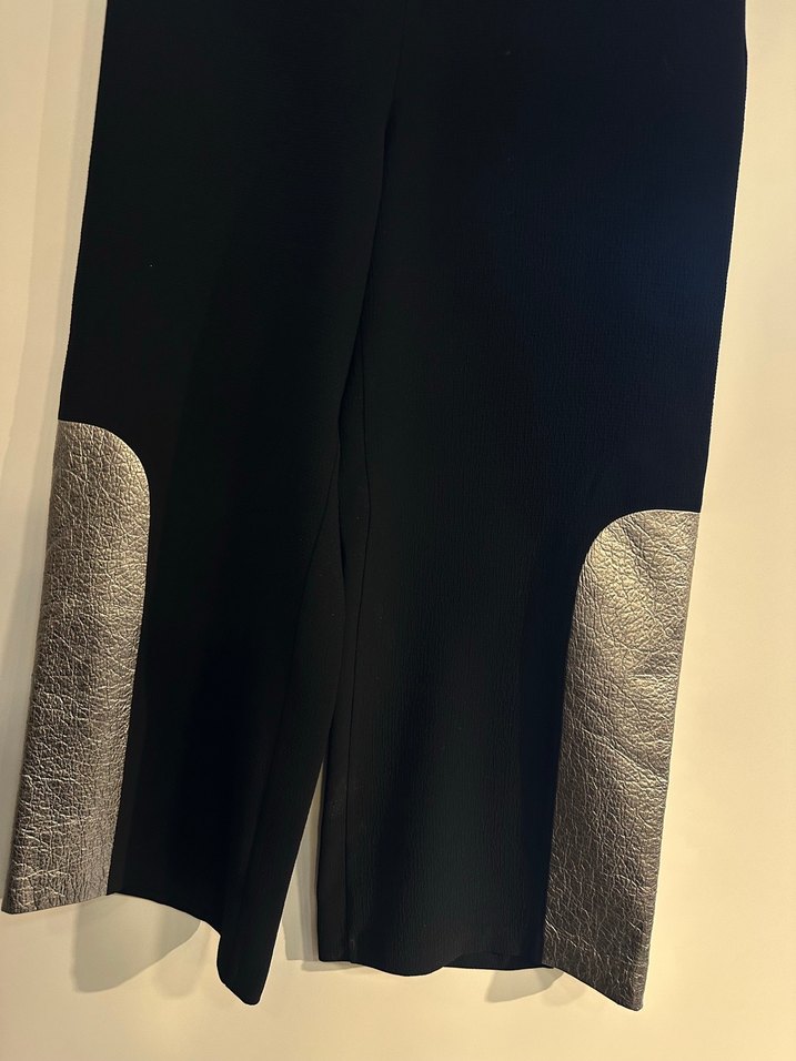 Gri Detaylı Siyah Kadın Kumaş Pantolon - Görsel 2