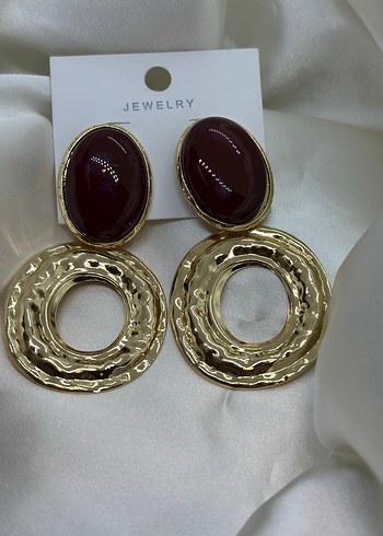 Bordo Parlak Mini Bohem Küpeler - Görsel 2