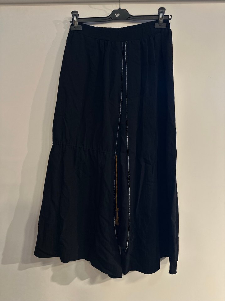 Siyah Uzun Keten Etek, Salaş ve Drapeli - Görsel 3