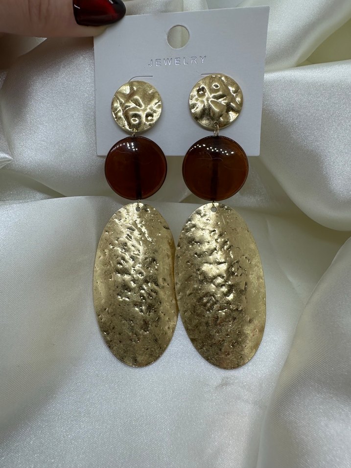 Parlak Altın Renkli Uzun Bohem Küpe - Görsel 3