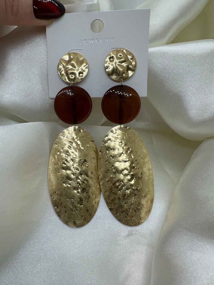 Parlak Altın Renkli Uzun Bohem Küpe - Görsel 2