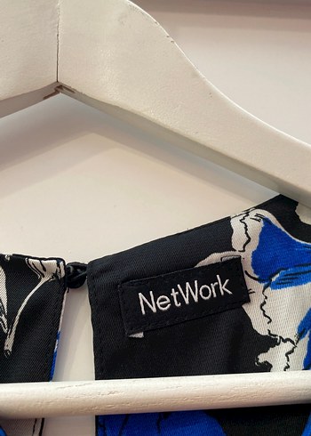 Network Mavi Çiçek Desenli Kemerli Kadın takım