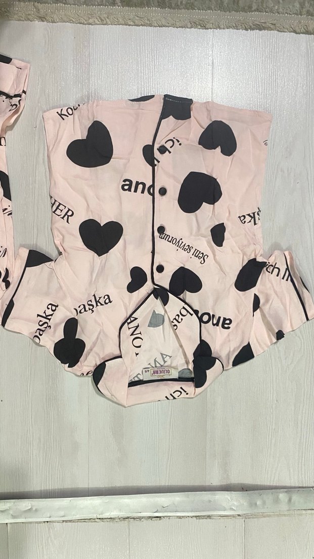 Pembe Baskılı Kısa Kollu Mini Pijama Takımı - Görsel 2