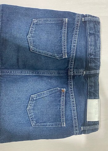 Düğmeli Nakışlı Mavi Mini Kot Etek - Görsel 3