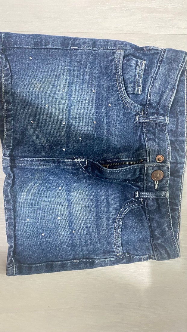 Düğmeli Nakışlı Mavi Mini Kot Etek - Görsel 2