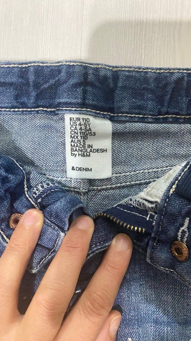 Düğmeli Nakışlı Mavi Mini Kot Etek - Görsel 4