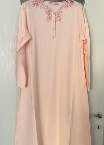 Pembe Nakışlı V Yaka Hamile Gecelik - Görsel 2