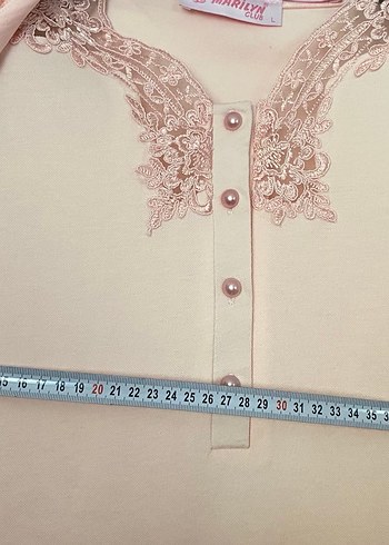 Pembe Nakışlı V Yaka Hamile Gecelik - Görsel 5