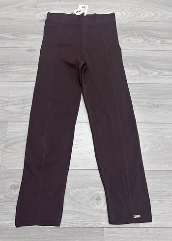 Merserize triko dar paça pantolon kahverengi - Görsel 3