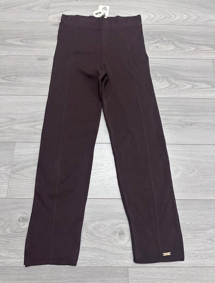 Merserize triko dar paça pantolon kahverengi - Görsel 3