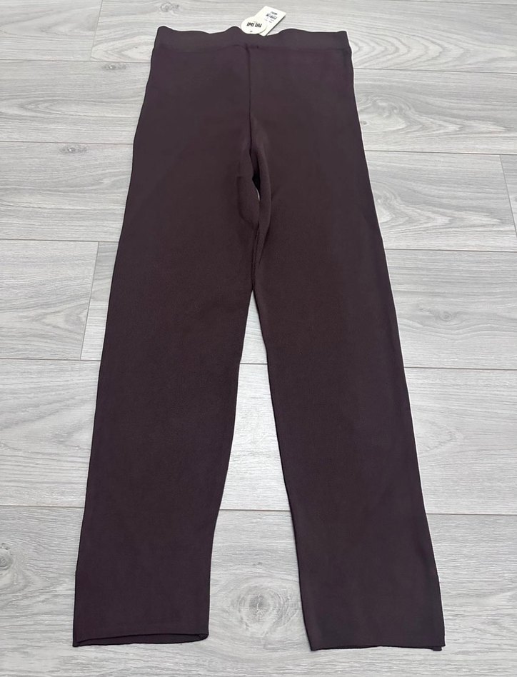 Merserize triko dar paça pantolon kahverengi - Görsel 2