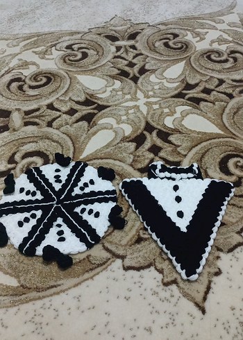 El Yapımı Siyah-Beyaz Örgü lif seti - Görsel 2