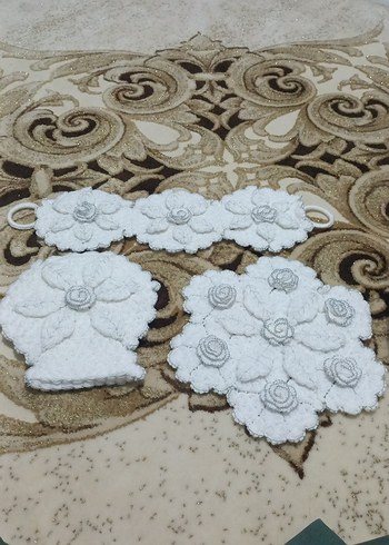 Beyaz Çiçekli lif takımı - Görsel 2