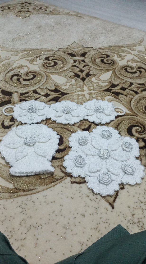 Beyaz Çiçekli lif takımı - Görsel 2